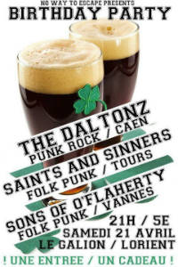 The Daltonz + Saints & Sinners +  Sons Of O'Flaherty au Galion à Lorient le 21/04/2012